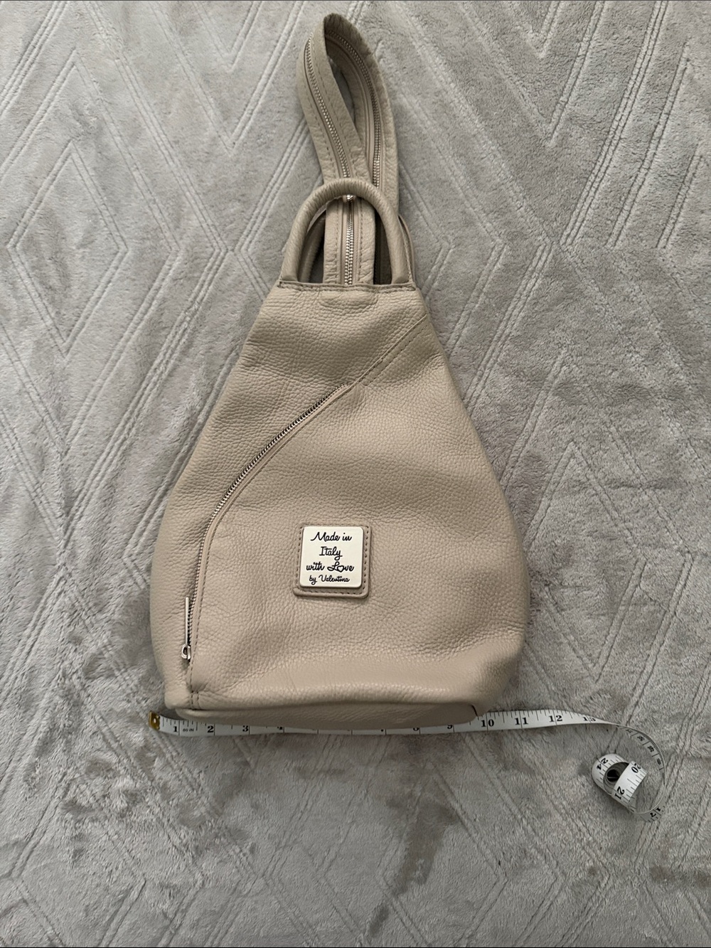 Valentina Beige Leather Backpack